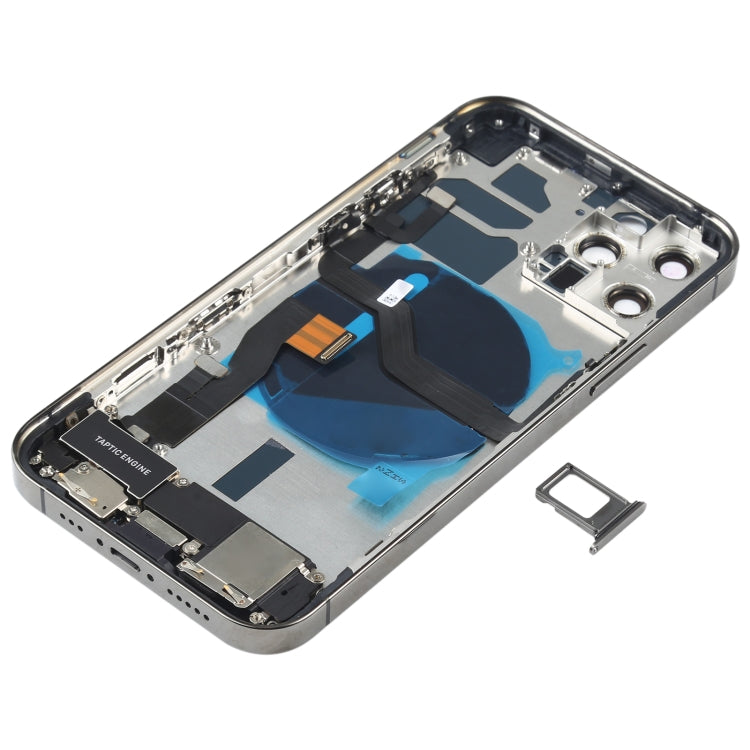 Ensemble de couvercle de batterie arrière (avec touches latérales et haut-parleur et moteur de haut-parleur et appareil photo et bouton d'alimentation + bouton de volume + port de charge et module de charge sans fil) pour iPhone 12 Pro (noir)