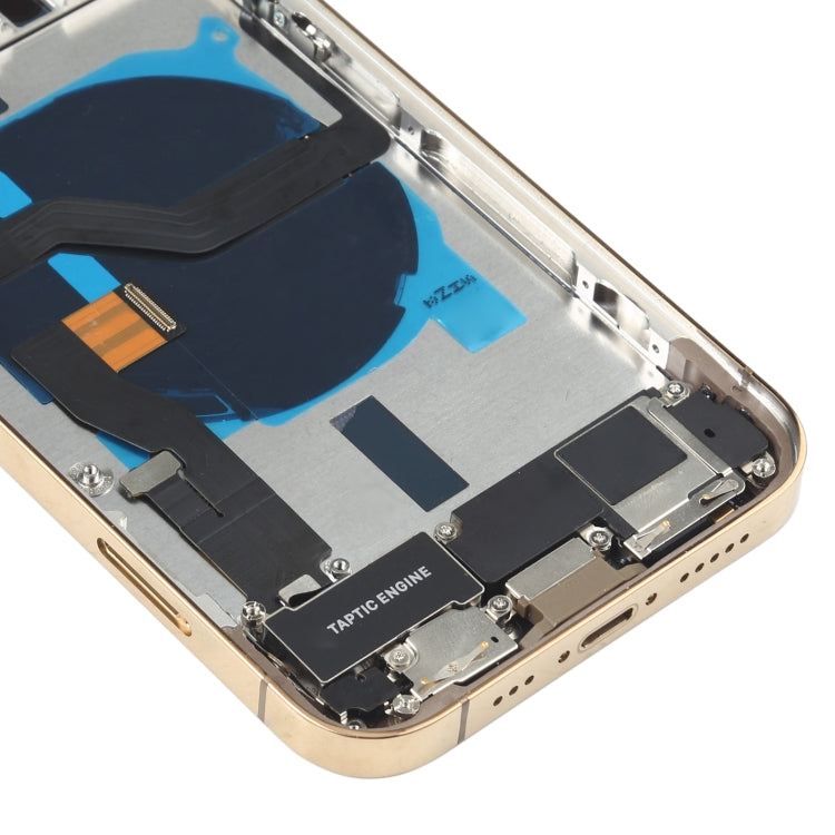 Ensemble de couvercle de batterie arrière (avec touches latérales et haut-parleurs et moteur de haut-parleur et lien de caméra et bouton d'alimentation + bouton de volume + port de charge et module de charge sans fil) pour iPhone 12 Pro (or)
