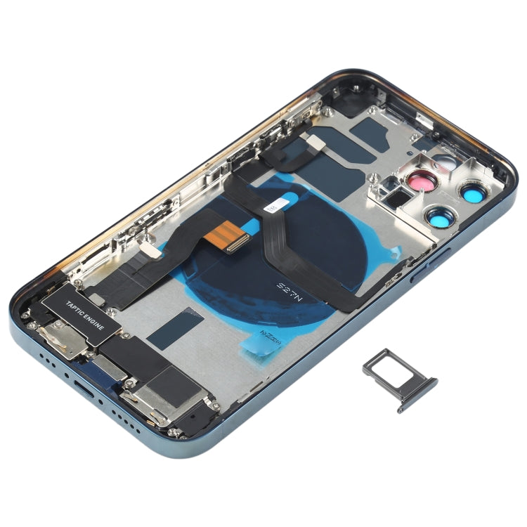 Back Battery Cover Assembly (with Side Keys &amp; Speaker &amp; Speaker Motor &amp; Camera Camera &amp; Power Button + Volume Button + Charging Port &amp; Wireless Charging Module) for iPhone 12 Pro (Blue)