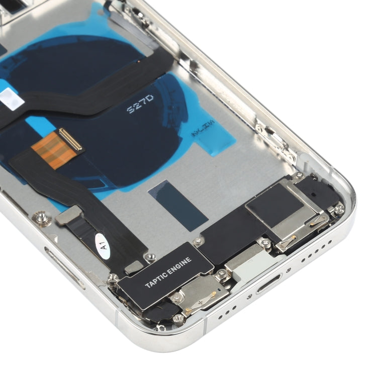Ensemble de couvercle arrière de batterie (avec touches latérales et haut-parleur et moteur de haut-parleur et lien de caméra et bouton d'alimentation + bouton de volume + port de charge et module de charge sans fil) pour iPhone 12 Pro (Blanc)