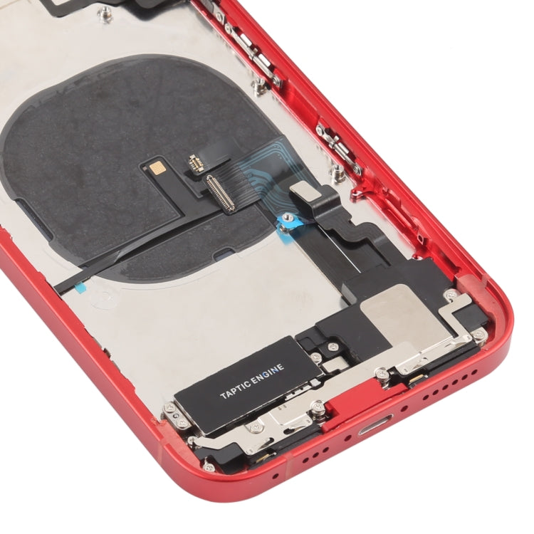 Coque arrière imitation iPhone 12 pour iPhone XR (avec plateau pour carte SIM et touches latérales et câble flexible d'alimentation + volume et module de charge dans le câble flexible et moteur de vibration) (Rouge)