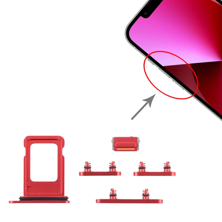 Carte SIM + Tiroir Carte SIM + Touches Latérales pour iPhone 13 (Rouge)