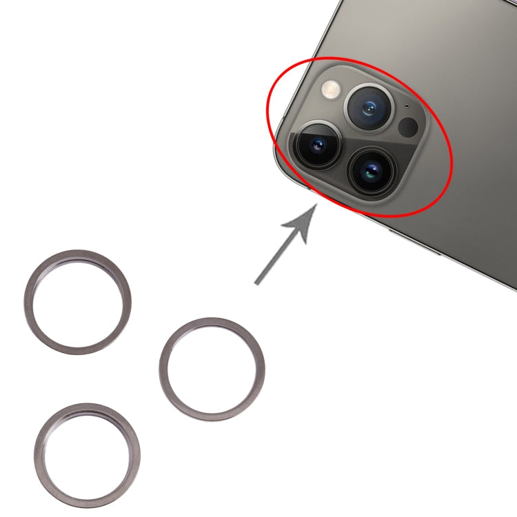 3 PCS Arrière Caméra Verre Lentille En Métal Extérieur Anneau De Protection Hoop Ring Pour iPhone 13 Pro Max (Noir)