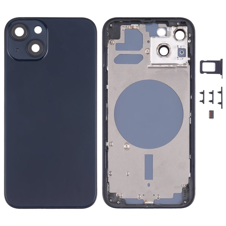 Back Housing Cover with SIM Card Tray and Side Keys and Camera Lens for iPhone 13 (Black)
