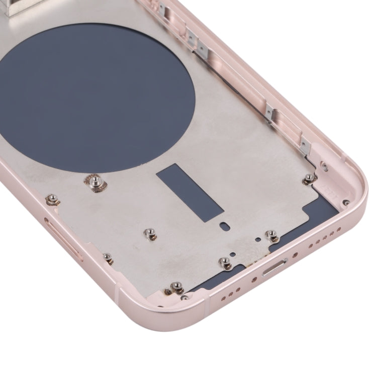 Coque arrière avec plateau pour carte SIM et touches latérales et objectif de l'appareil photo pour iPhone 13 (Rose)