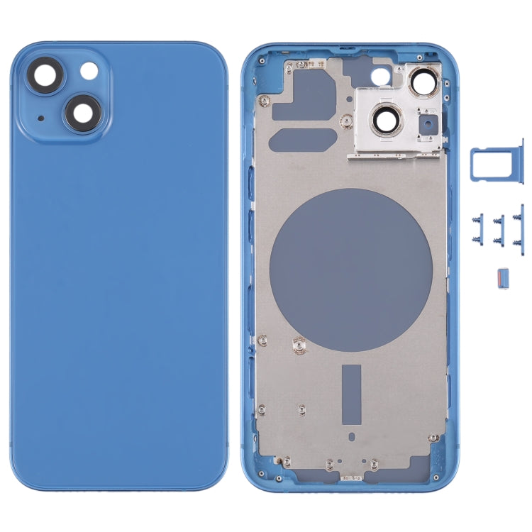 Coque arrière avec plateau pour carte SIM et touches latérales et objectif de caméra pour iPhone 13 (Bleu)