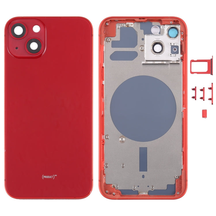 Back Housing Cover with SIM Card Tray and Side Keys and Camera Lens for iPhone 13 (Red)