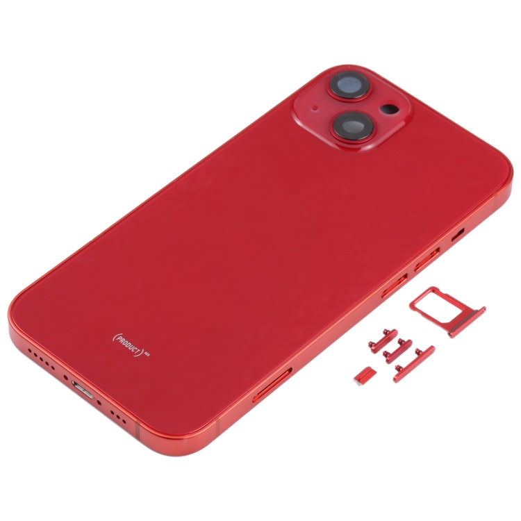 Coque arrière avec plateau pour carte SIM et touches latérales et objectif de l'appareil photo pour iPhone 13 (rouge)