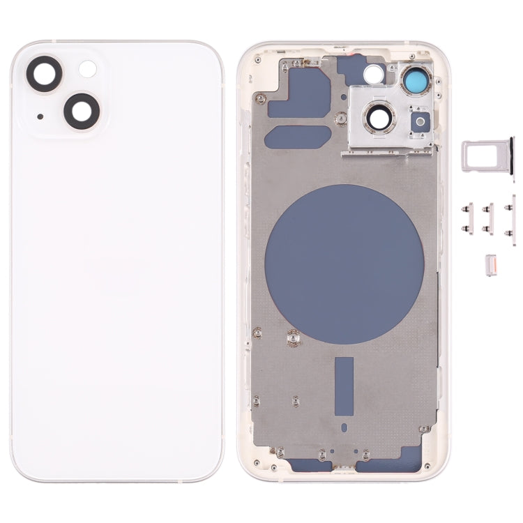 Coque arrière avec plateau pour carte SIM et touches latérales et objectif de l'appareil photo pour iPhone 13 (Blanc)