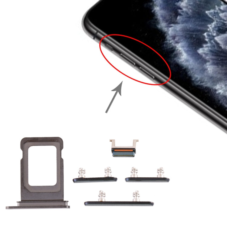 Tiroir carte SIM + touche latérale pour iPhone 11 Pro / 11 Pro Max (Vert)