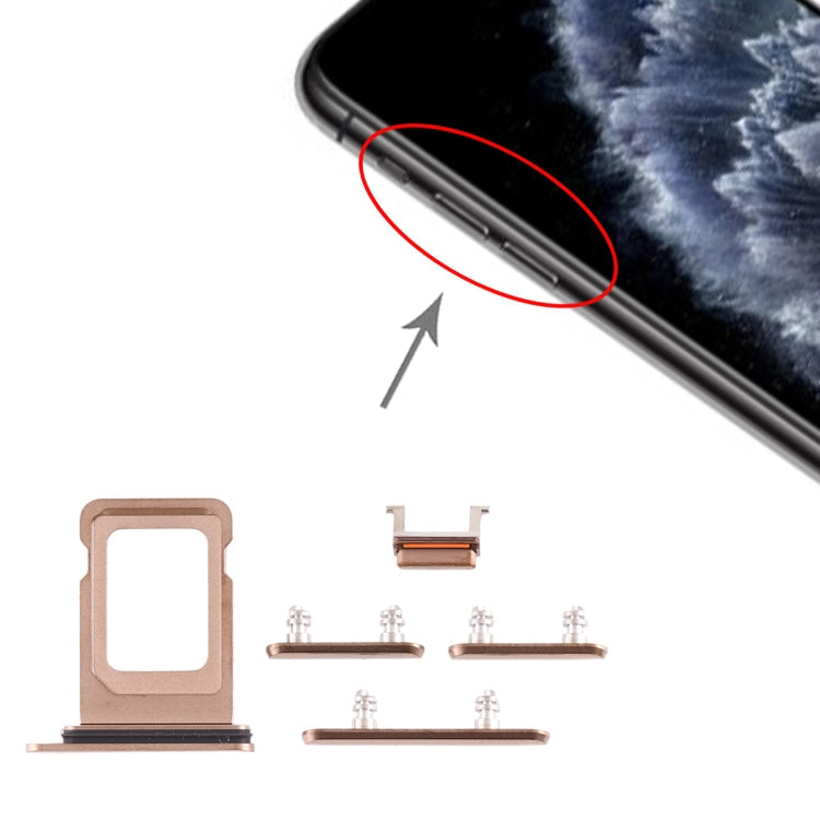 Tiroir carte SIM + touche latérale pour iPhone 11 Pro / 11 Pro Max (Or)