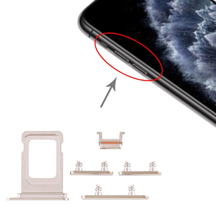 Tiroir carte SIM + touche latérale pour iPhone 11 Pro / 11 Pro Max (Blanc)