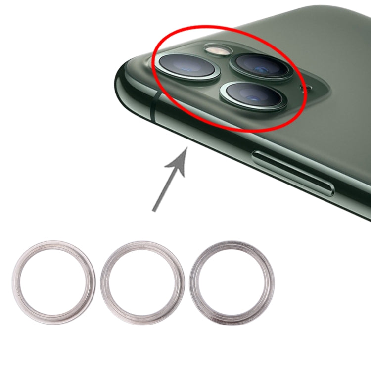 3 Pièces Anneau de Protection en Métal pour Lentille en Verre de Caméra Arrière pour iPhone 11 Pro et 11 Pro Max (Argent)