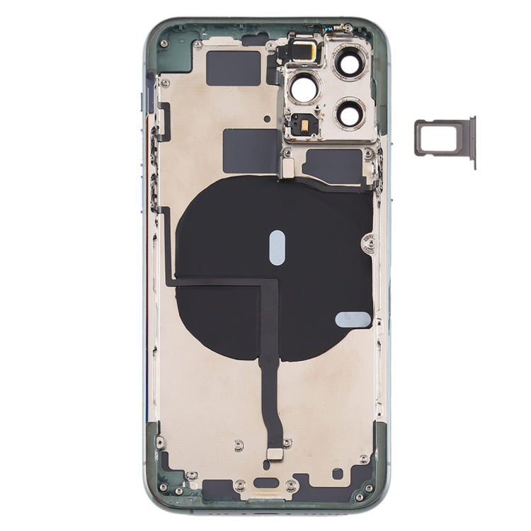 Battery Back Cover (with Side Keys Card Tray Power + Volume Flex Cable and Wireless Charging Module) for iPhone 11 Pro (Green)