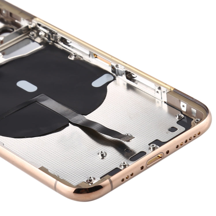 Battery Back Cover (with Side Keys Card Tray Power + Volume Flex Cable and Wireless Charging Module) for iPhone 11 Pro (Gold)