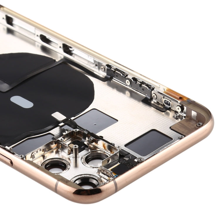 Battery Back Cover (with Side Keys Card Tray Power + Volume Flex Cable and Wireless Charging Module) for iPhone 11 Pro Max (Gold)