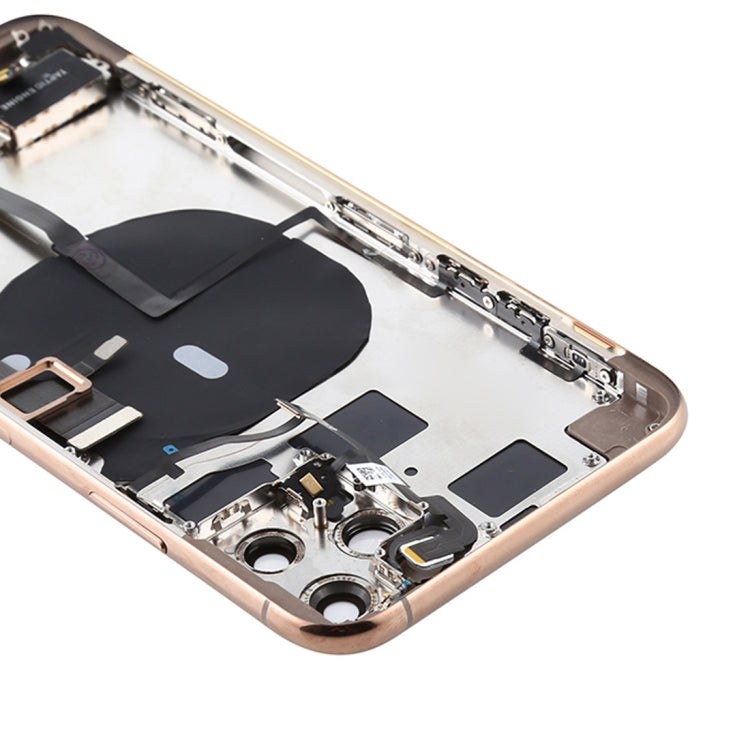 Ensemble de couvercle arrière de batterie (avec touches latérales et bouton d'alimentation + câble flexible de bouton de volume et module de charge sans fil et moteur et port de charge et haut-parleur et bande d'objectif de caméra) pour iPhone 11 Pro (Or)