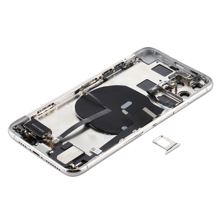 Battery Back Cover Assembly (with Side Keys and Power Button + Volume Button Flex Cable Wireless Charging Module Motor and Charging Port Speaker Tray ... Camera Lens) for iPhone 11 Pro (Silver)