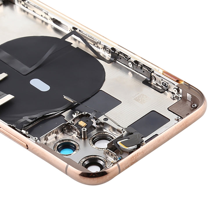 Battery Back Cover Assembly (with Side Keys &amp; Power Button + Volume Button Flex Cable &amp; Wireless Charging Module &amp; Motor &amp; Charging Port &amp; Speaker &amp; Camera Band) For iPhone 11 Pro Max (Gold)