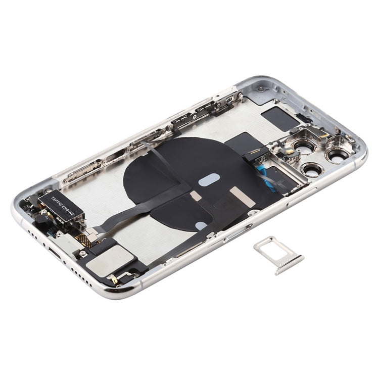 Battery Back Cover Assembly (with Side Keys &amp; Power Button + Volume Button Flex Cable &amp; Wireless Charging Module &amp; Motor &amp; Charging Port &amp; Speaker &amp; Camera Band) For iPhone 11 Pro Max (Silver)