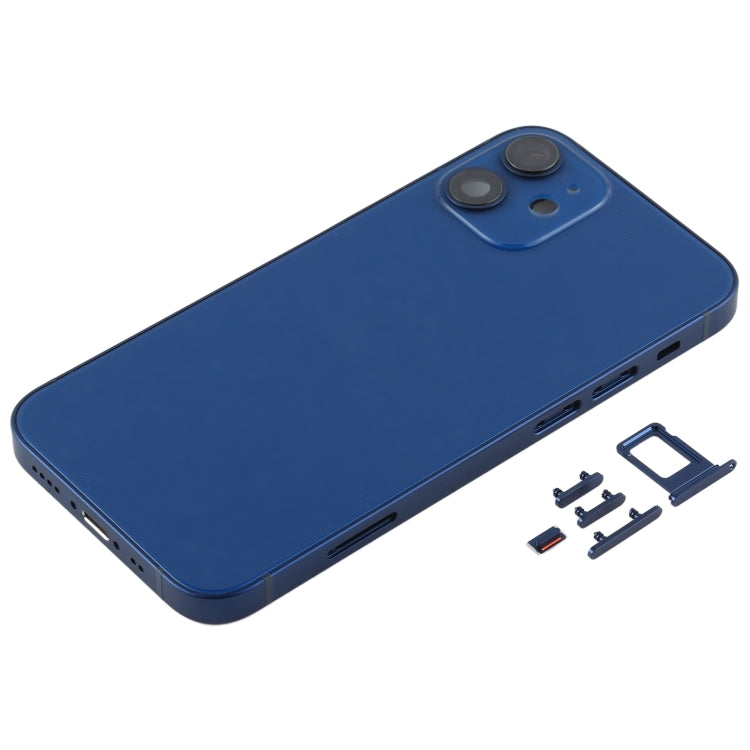 Coque arrière avec plateau de carte SIM, touches latérales et objectif de l'appareil photo pour iPhone 12 Mini (Bleu)