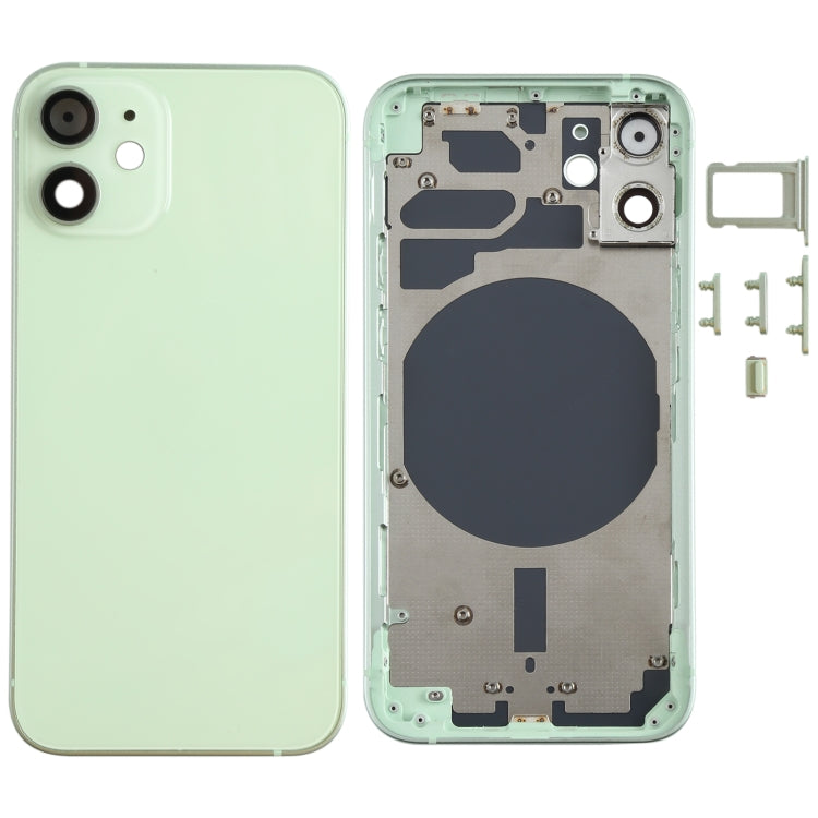 Coque arrière avec plateau pour carte SIM et touches latérales et objectif de l'appareil photo pour iPhone 12 Mini (Noir)