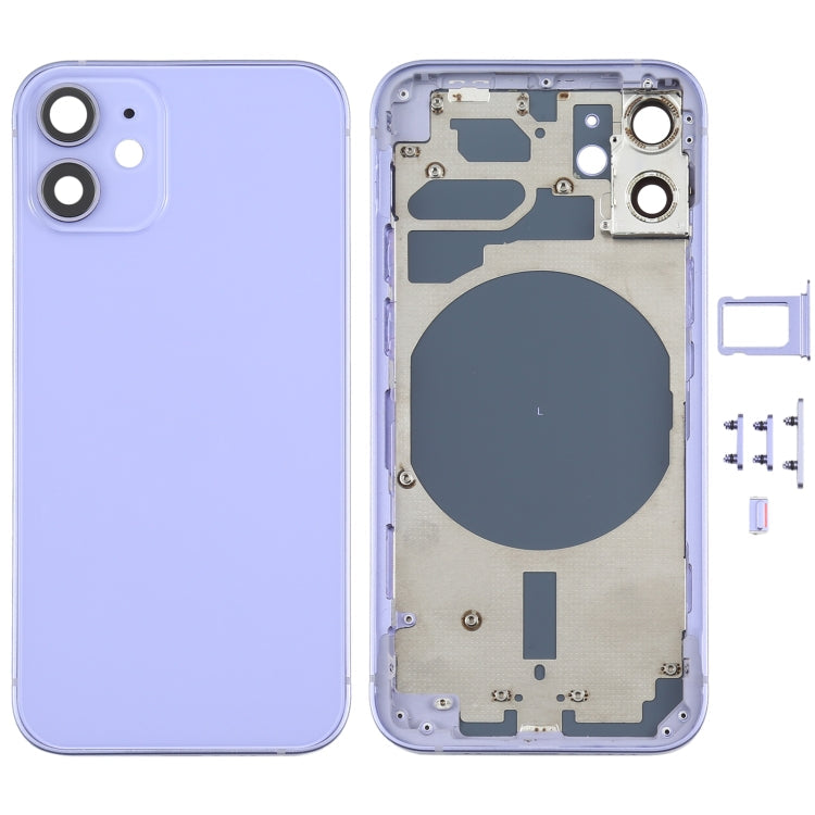 Coque arrière avec plateau pour carte SIM et touches latérales et objectif de caméra pour iPhone 12 Mini (Violet)