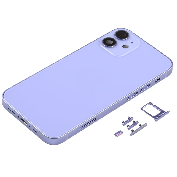 Coque arrière avec plateau pour carte SIM et touches latérales et objectif de caméra pour iPhone 12 Mini (Violet)