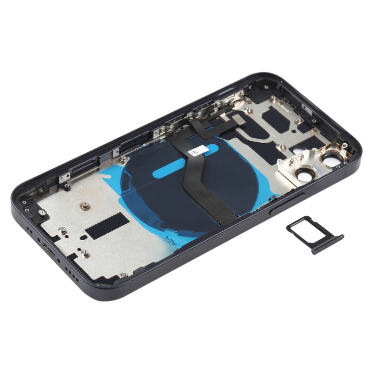 Battery Back Cover (with Side Keys and Card Tray and Power + Volume Flex Cable Wireless Charging Module) for iPhone 12 Mini (Black)