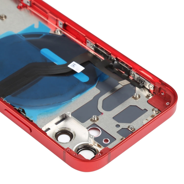 Couvercle de batterie arrière (avec touches latérales et plateau de carte et câble flexible d'alimentation + volume et module de charge sans fil) pour iPhone 12 Mini (rouge)