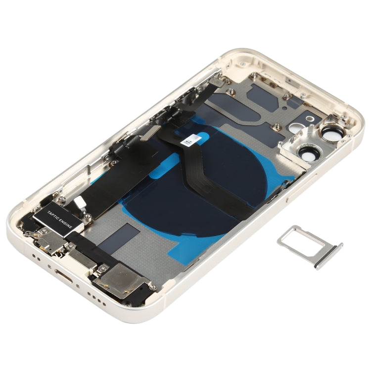 Ensemble de couvercle de batterie arrière (avec touches latérales et haut-parleur et moteur de haut-parleur et appareil photo et bouton d'alimentation + bouton de volume + port de charge et module de charge sans fil) pour iPhone 12 Mini (Blanc)