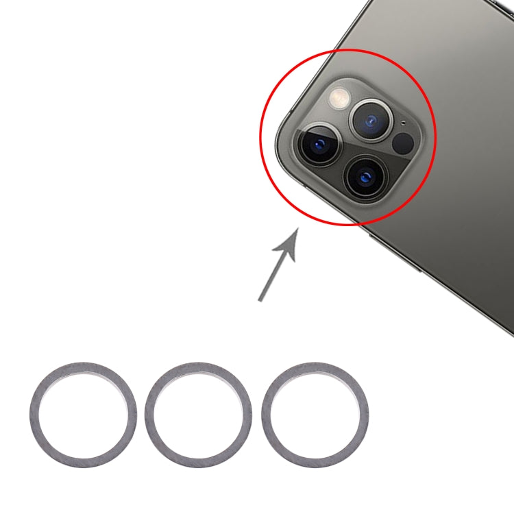 Anillo de aro Protector de Metal con Lente de Cristal de Cámara Trasera de 3 Piezas Para iPhone 12 Pro Max (grafito)