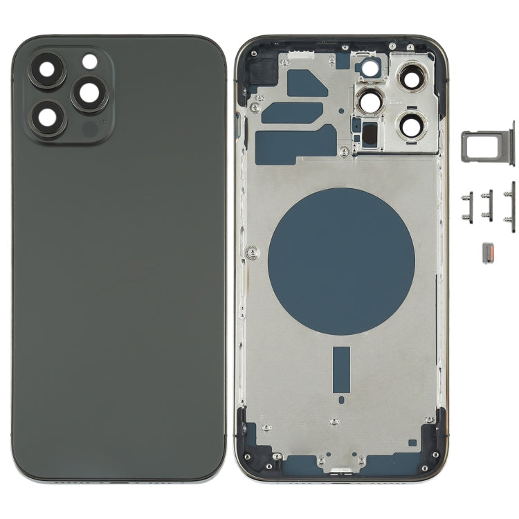 Coque arrière avec plateau pour carte SIM et touches latérales et objectif de l'appareil photo pour iPhone 12 Pro Max (noir)