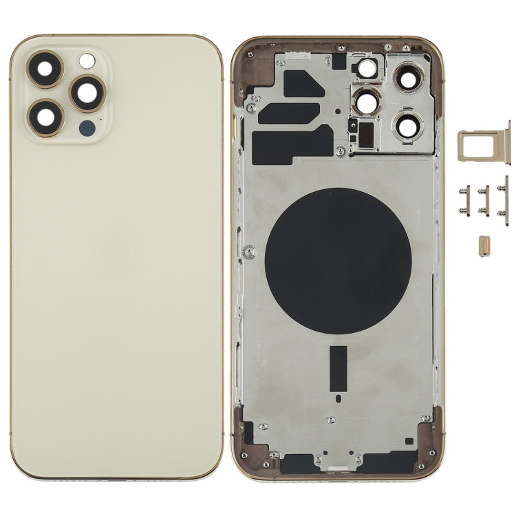 Coque arrière avec plateau pour carte SIM et touches latérales et objectif de caméra pour iPhone 12 Pro Max (Or)