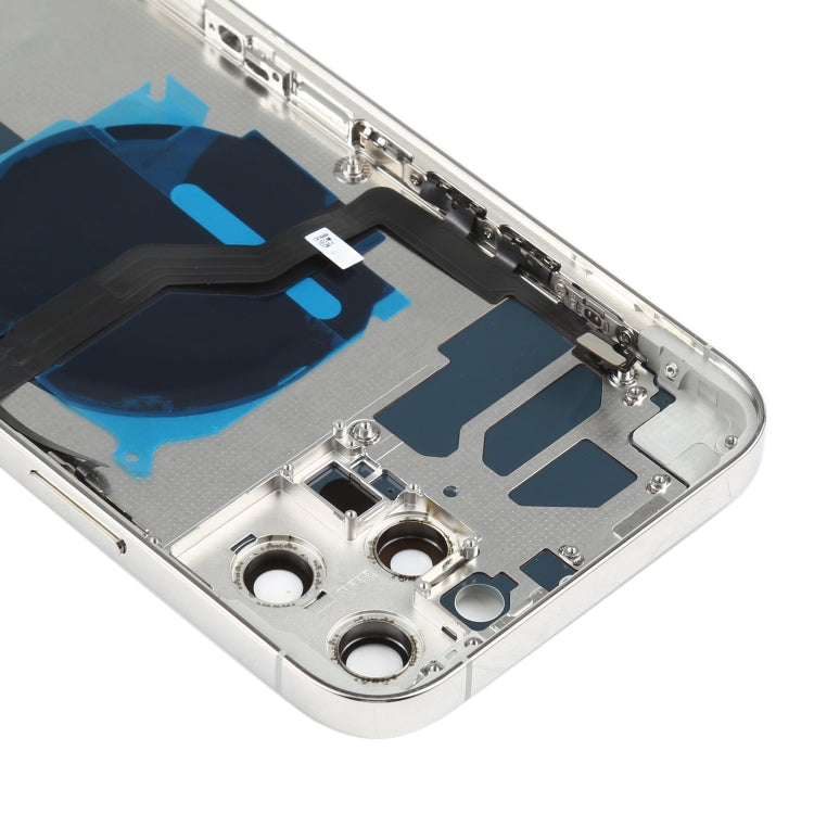 Couvercle de batterie arrière (avec touches latérales et plateau de carte et câble flexible d'alimentation + volume et module de charge sans fil) pour iPhone 12 Pro Max (Blanc)