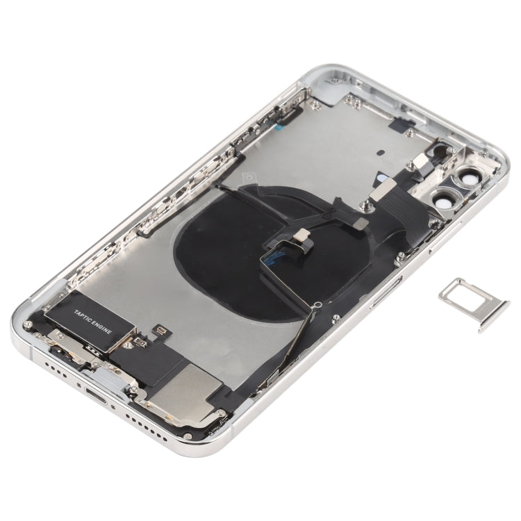 Imitation coque arrière pour iPhone 12 Pro Max pour iPhone XS MAX (avec plateau pour carte SIM et touches latérales câble d'alimentation + volume et module flexible de chargeur et haut-parleur vibrant) (blanc)