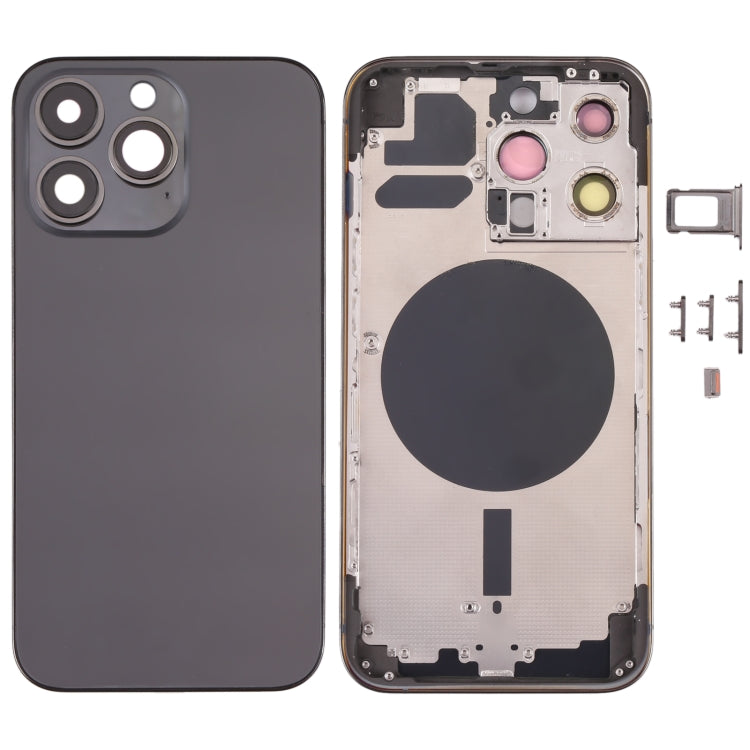Back Housing Cover with SIM Card Tray and Side Keys and Camera Lens for iPhone 13 Pro (Black)