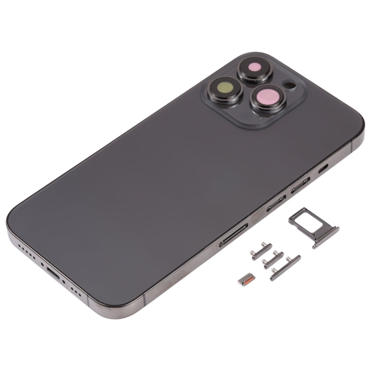 Coque arrière avec plateau pour carte SIM et touches latérales et objectif de l'appareil photo pour iPhone 13 Pro (noir)