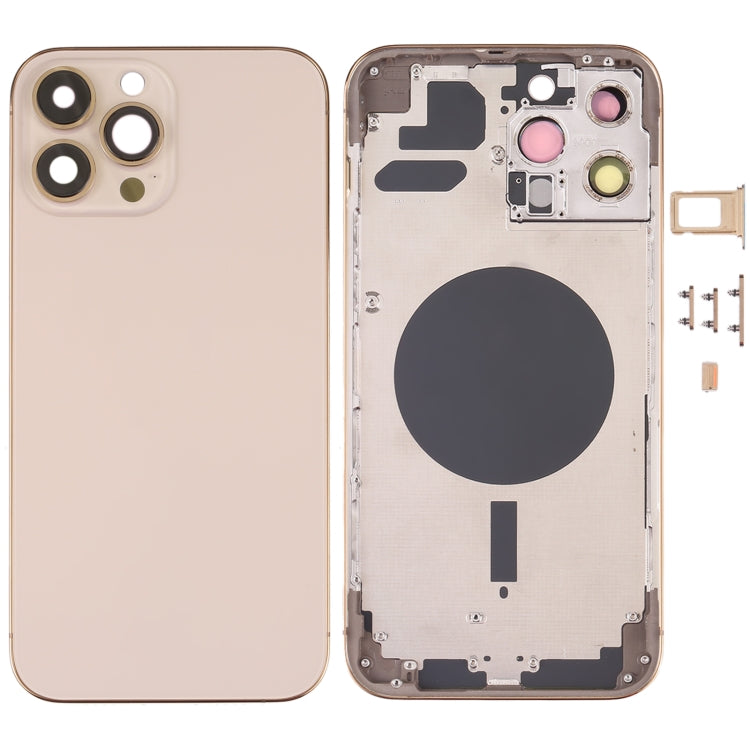 Coque arrière avec plateau pour carte SIM et touches latérales et objectif de caméra pour iPhone 13 Pro Max (Or)