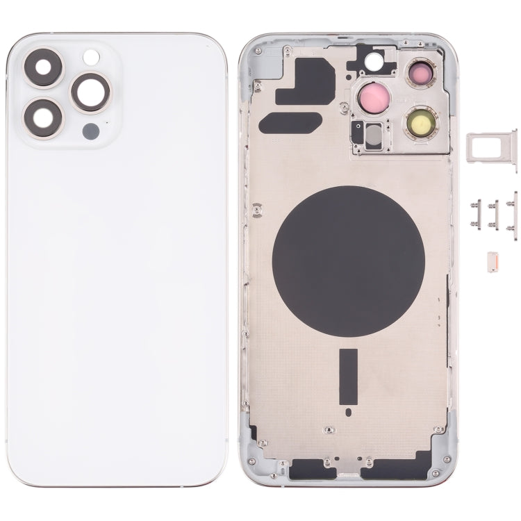 Coque arrière avec plateau pour carte SIM et touches latérales et objectif de caméra pour iPhone 13 Pro Max (Blanc)
