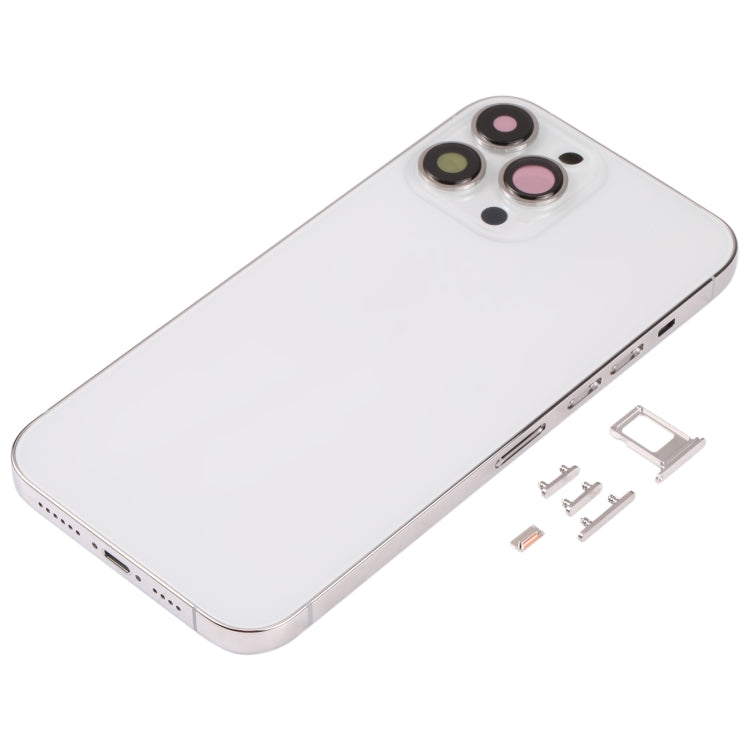 Cubierta Trasera de la Carcasa con Bandeja de Tarjeta SIM y llaves Laterales y Lentes de la Cámara Para iPhone 13 Pro Max (Blanco)