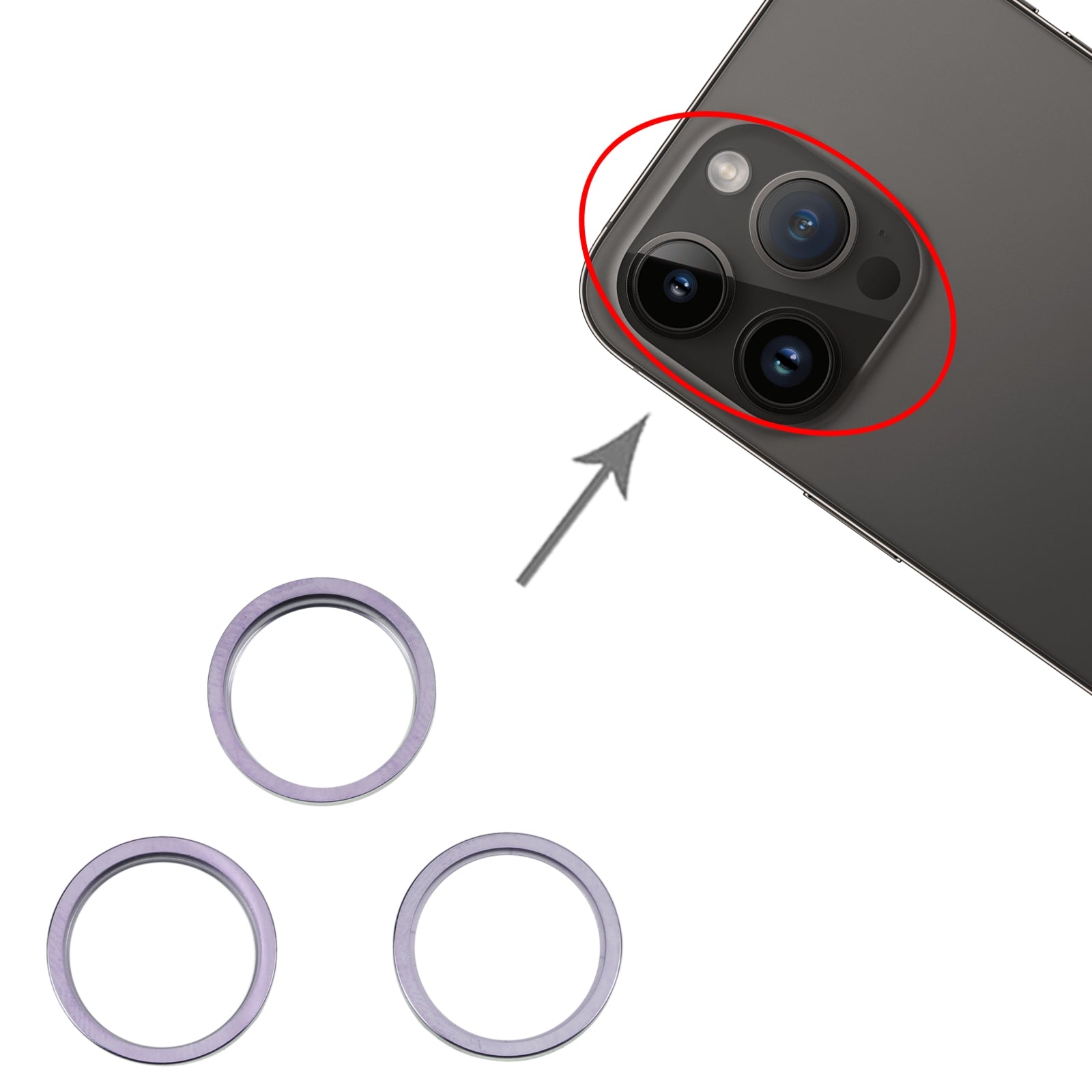 Anneaux pour objectif de caméra arrière Apple iPhone 14 Pro Violet