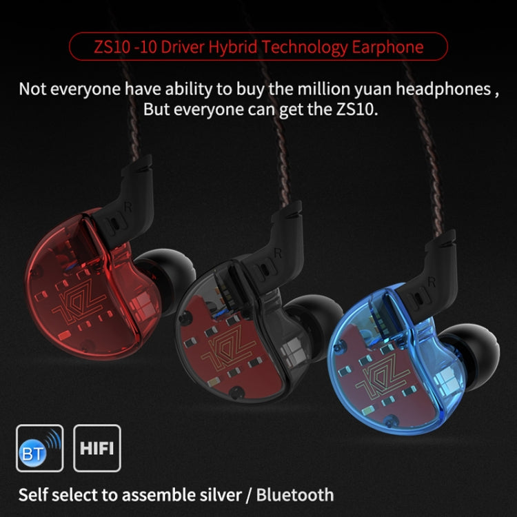 KZ AS10 Écouteurs Hifi intra-auriculaires mobiles à dix unités avec microphone (rouge)