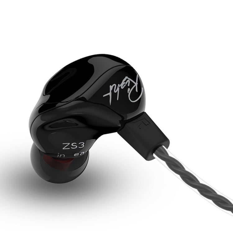 KZ ZS3 Auriculares de alta fidelidad con megagraves intrauditivos Controlados por Cable sin Micrófono (Negro)