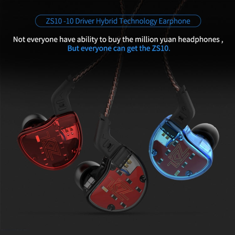 KZ ZS10 10-Unit Circular Iron In-Ear Mega Bass Microphone HiFi Headphones (Black)