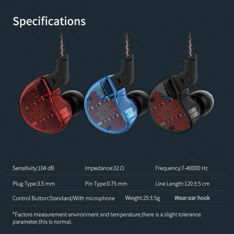 KZ ZS10 10-Unit Circular Iron In-Ear Mega Bass Microphone HiFi Headphones (Black)