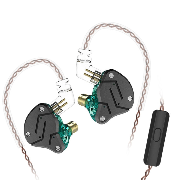 KZ ZSN Circle Iron Hierro Móvil Quad-core Wired Control In-ear Mega Bass HiFi Auricular con Micrófono (cian)