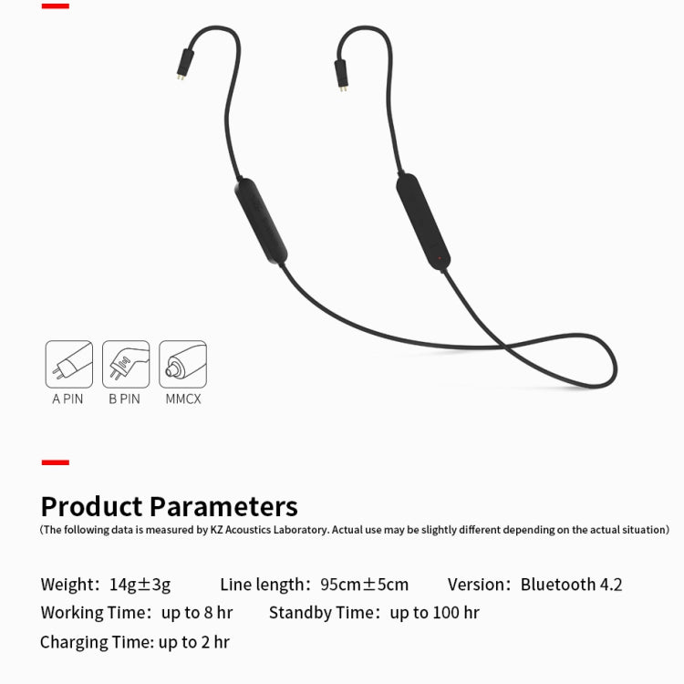KZ Waterproof Hifi Bluetooth Upgrade Cable for KZ ZST / ZS10 / ES4 / ES3 / ZSR Headphones (Black)