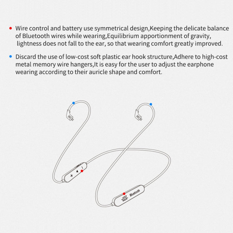 KZ Waterproof Hifi Bluetooth Upgrade Cable for Most MMCX Inteerface Headphones (Black)