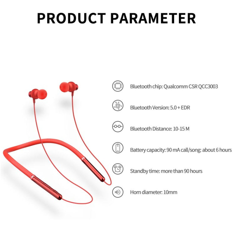 Q30 Neck Hanging Type Bass Sports Stereo Magnetic Attraction Bluetooth V5.0 Casque Bluetooth (Noir)